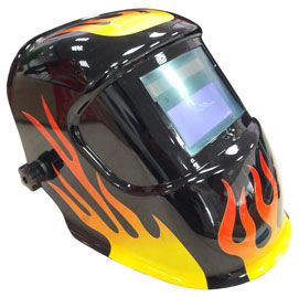 GOLDEN LAND AUTOMATIC DARKING HELMET  GL-1007  RED/BLACK FLAME